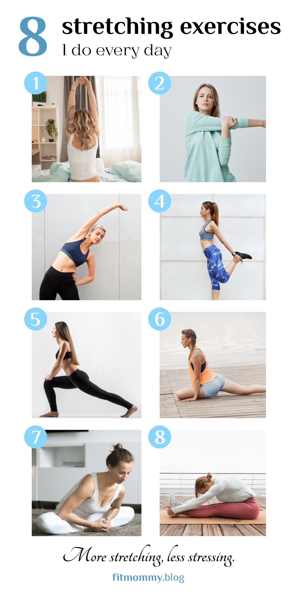 8 stretching exercises I do every day Pinterest pin image